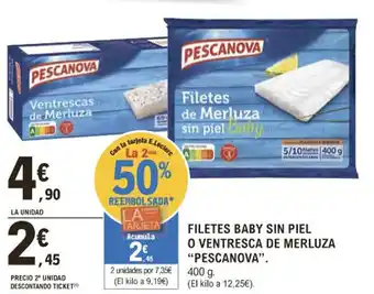 E.Leclerc Filetes Baby Sin Piel o Ventresca De Merluza Pescanova oferta