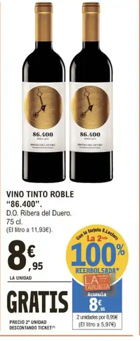 E.Leclerc Vino Tinto Roble 86.400 oferta