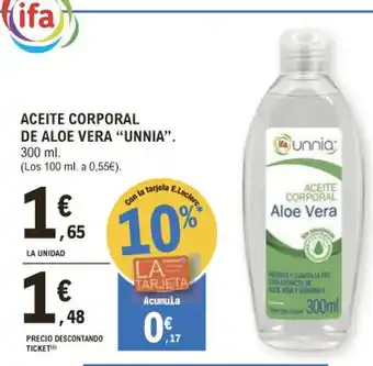 E.Leclerc Aceite Corporal De Aloe Vera Unnia oferta