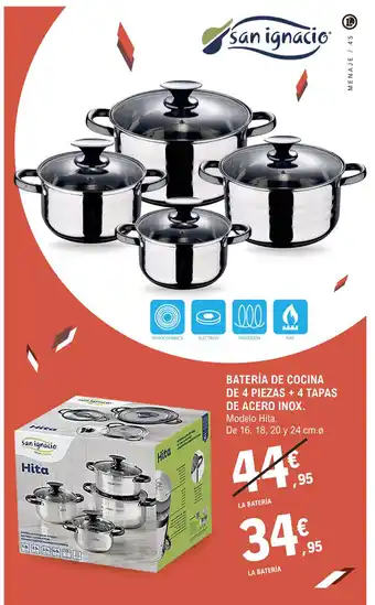 E.Leclerc Batería De Cocina De 4 Piezas + 4 Tapas De Acero Inox oferta