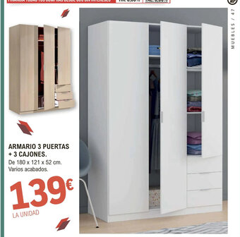 E.Leclerc Armario 3 Puertas + 3 Cajones oferta