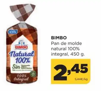 Alimerka Bimbo Pan De Molde Natural 100% Integral, 450g oferta
