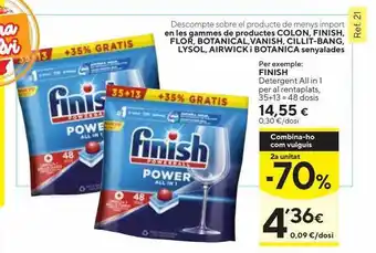 Caprabo 2a unitat -70% finish detergent all in 1 per al rentaplats oferta