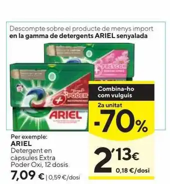Caprabo 2a unitat -70% ariel detergent en càpsules extra oder oxi oferta