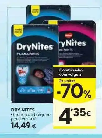 Caprabo 2a unitat -70% dry nites gamma de bolquers per a enuresi oferta
