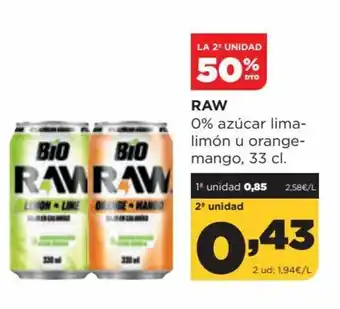 Alimerka Raw 0% Azúcar Lima-Limón u Orange-Mango, 33cl oferta