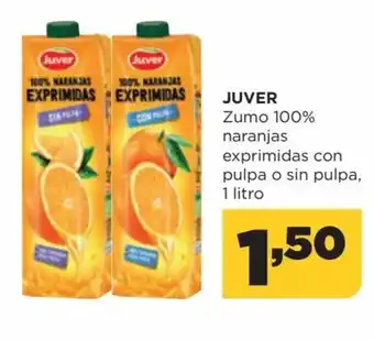 Alimerka Juver Zumo 100% Naranjas Exprimidos Con Pulpa o Sin Pulpa, 1 Litro oferta