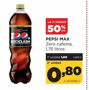 Alimerka Pepsi Max Zero Cafeina, 1.75 Litros oferta