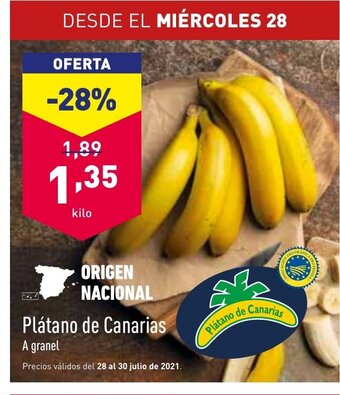 ALDI Plátano de Canarias A granel oferta