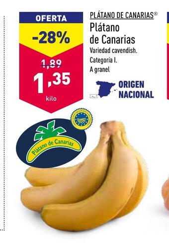 ALDI Plátano de Canarias oferta