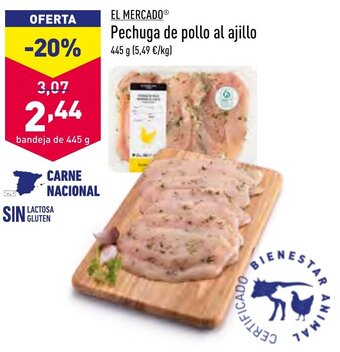 ALDI El Mercado Pechuga de pollo al ajillo 445g oferta