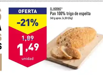 ALDI El Horno Pan 100% trigo de espelta 340g oferta