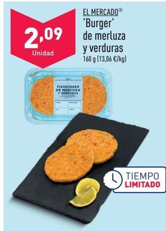 ALDI "burger" de merluza y verduras el mercado oferta