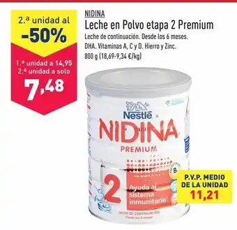 ALDI Leche en polvo etapa 2 premium nidina oferta