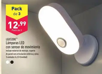 ALDI Lámparas led con sensor de movimiento lightzone oferta
