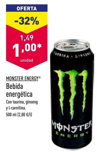 ALDI Monster Energy Bebida energètica 500 ml oferta