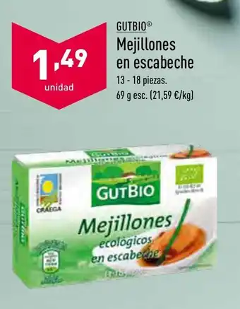 ALDI Gutbio Mejillones en escabeche 69 g oferta