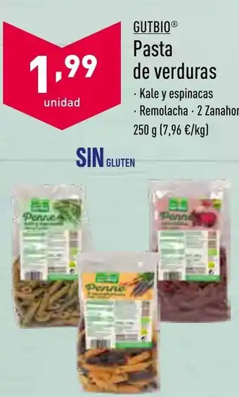 ALDI Gutbio Pasta de verduras 250 g oferta