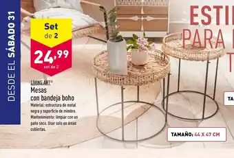 ALDI Living Art Mesasa con badeja boho oferta
