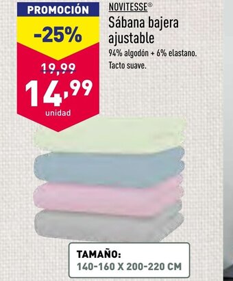 ALDI Novitesse Sábana bajera ajustable oferta