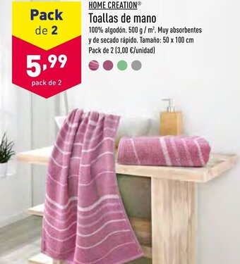 ALDI Home Creation Toallas de mano oferta