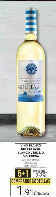 Makro Vino Blanco Goleta Azul Blanco Verdejo D.o. Rueda 5+1 oferta