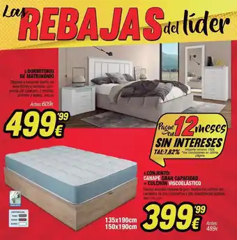 Rapimueble Rebajas de lider 3.dormitorio de matrimonio elegante y funcional diseño, en color blanco y cemento, com-puesto por cabecero oferta