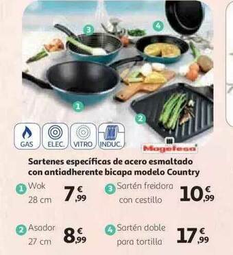 Alcampo Sartenes Específicas De Acero Esmaltado Con Antiadherente Bicapa Modelo Country oferta