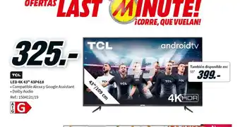 MediaMarkt TCL LED 4K 43" 43P618 oferta
