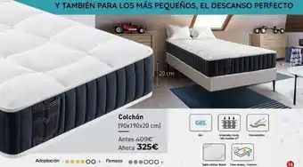 Mubak Adaptación oo+ firmeza antes 409€ ahora 325€ colchón (90x190x20 cm) 20 cm 000+ y también para los más pequeños, el desc oferta