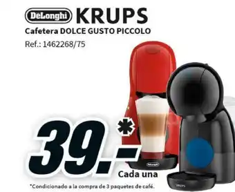 MediaMarkt Delonghi Krups Cafetera DOLCE GUSTO PICCOLO oferta