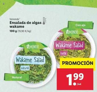 Lidl Vemondo Ensalada De Algas Wakame 100g oferta