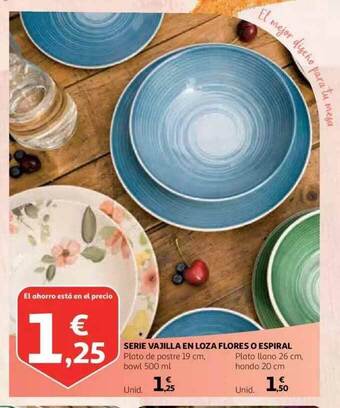 Alcampo Serie Vajilla En Loza Flores O Espiral oferta