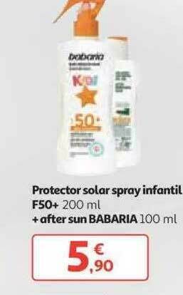 Alcampo Protector Solar Spray Infantil F50+ +after Sun Babaria 200ml/100ml oferta