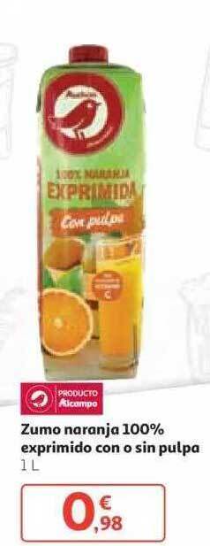 Alcampo Zumo Naranja 100% Exprimido Con O Sin Pulpa oferta