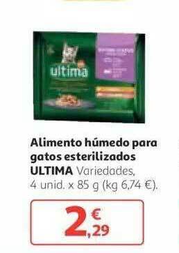 Alcampo Alimento Húmedo Para Gatos Esterilizados 4unid x 85g oferta