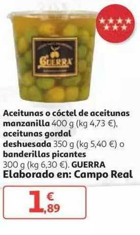 Alcampo Aceitunas O Cóctel De Aceitunas Manzanilla Aceitunas Gordal Deshuesada O Banderillas Picantes Guerra oferta