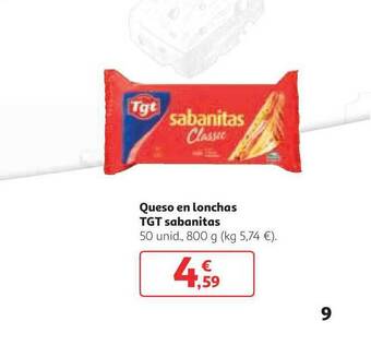Alcampo Queso En Lonchas Tgt Sabanitas 50unid 800g oferta