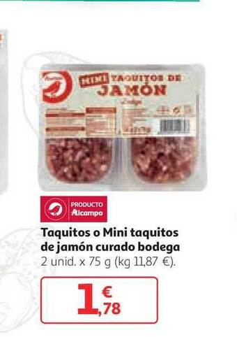 Alcampo Taquitos O Mini Taquitos De Jamón Curado Bodega 2 unid x75g oferta