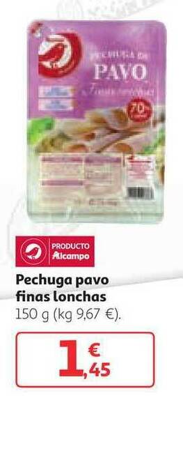 Alcampo Pechuga Pavo Finas Lonchas 150g oferta