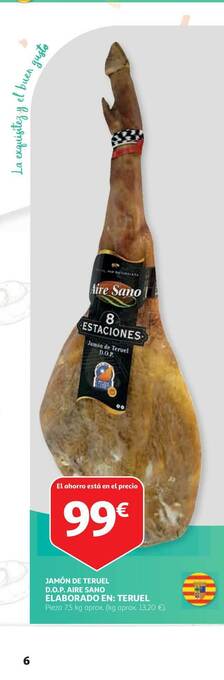 Alcampo Jamón De Teruel D.o.p. Aire Sano Elaborado En: Teruel oferta