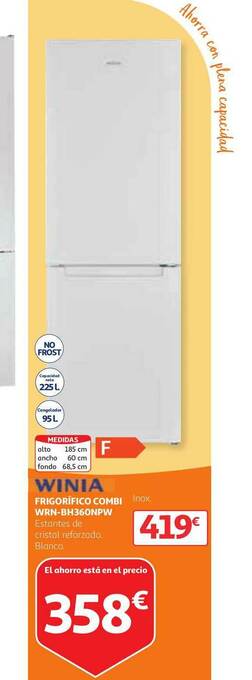 Alcampo Winia Frigorífico Combi Wrn-bh360npw oferta