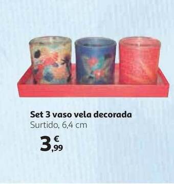 Alcampo Set 3 Vaso Vela Decorada 6,4cm oferta