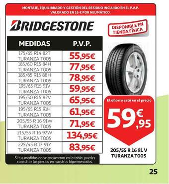Alcampo Gridgestone 205 55 R 16 91 V Turanza T005 oferta