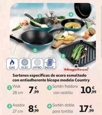 Alcampo Sartenes Específicas De Acero Esmaltado Con Antiadherente Bicapa Modelo Country oferta