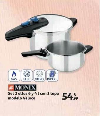 Alcampo Set 2 Ollas 6 Y 4l Con 1 Tapa Modelo Veloce Monix oferta