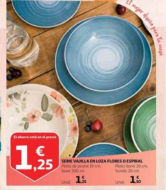 Alcampo Serie Vajilla En Loza Flores O Espiral oferta