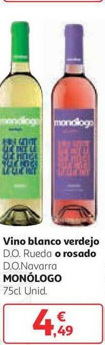 Alcampo Vino Blanco Verdejo O Rosado Monólogo 75cl oferta