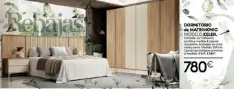 Rebajas dormitorio de matrimonio modelo kelen. formado por cabecero corrido y mesillas 2 cajones con patas. acabado en color