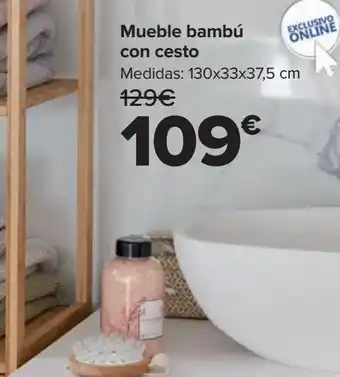 Carrefour Mueble bambú con cesto oferta